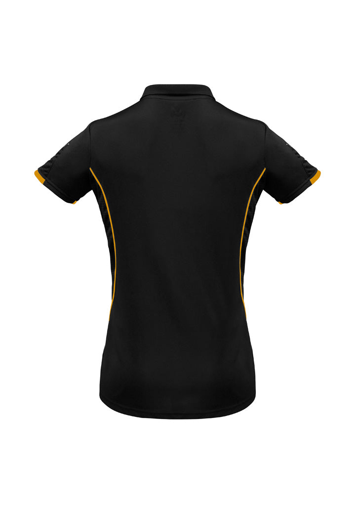 Biz Collection P405LS Razor Womens Short Sleeve Polo in Black/Gold - back view