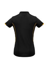 Biz Collection P405LS Razor Womens Short Sleeve Polo in Black/Gold - back view
