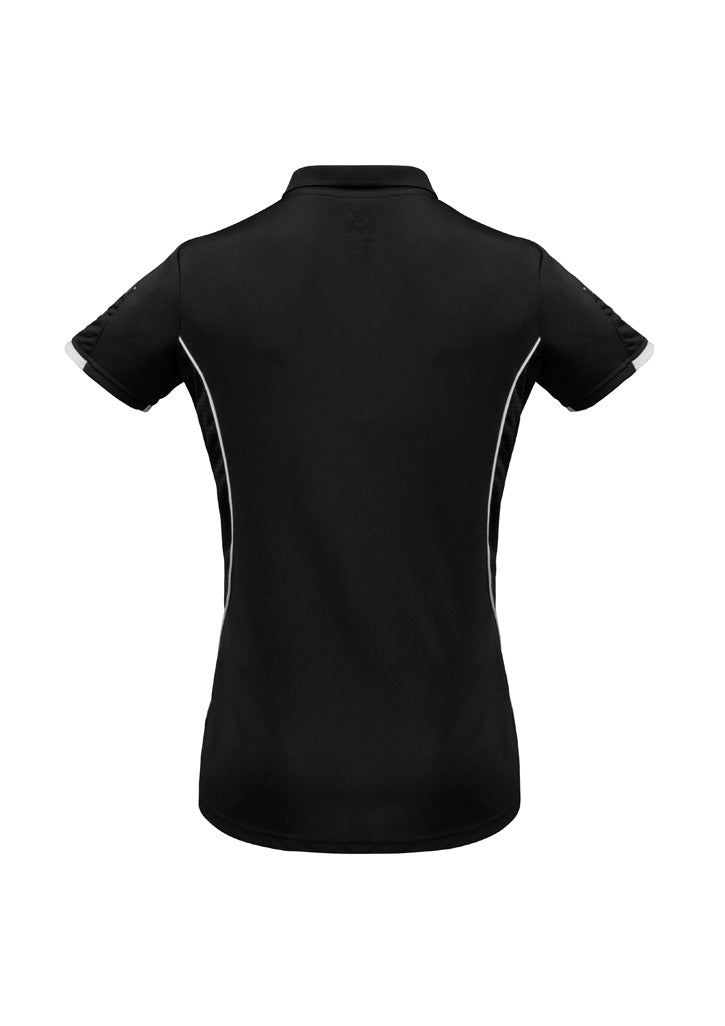 Biz Collection P405LS Razor Womens Short Sleeve Polo in Black/White - back view
