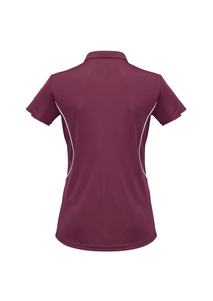 Biz Collection P405LS Razor Womens Short Sleeve Polo in Maroon/White - back view