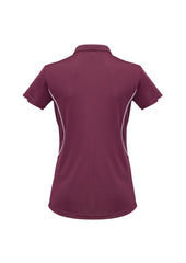 Biz Collection P405LS Razor Womens Short Sleeve Polo in Maroon/White - back view