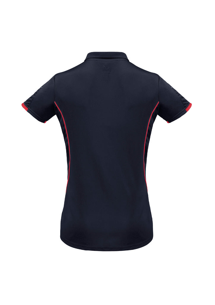 Biz Collection P405LS Razor Womens Short Sleeve Polo in Navy/Red - back view