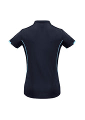 Biz Collection P405LS Razor Womens Short Sleeve Polo in Navy/Sky - back view