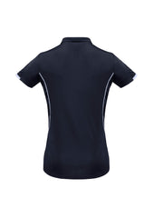 Biz Collection P405LS Razor Womens Short Sleeve Polo in Navy/White - back view