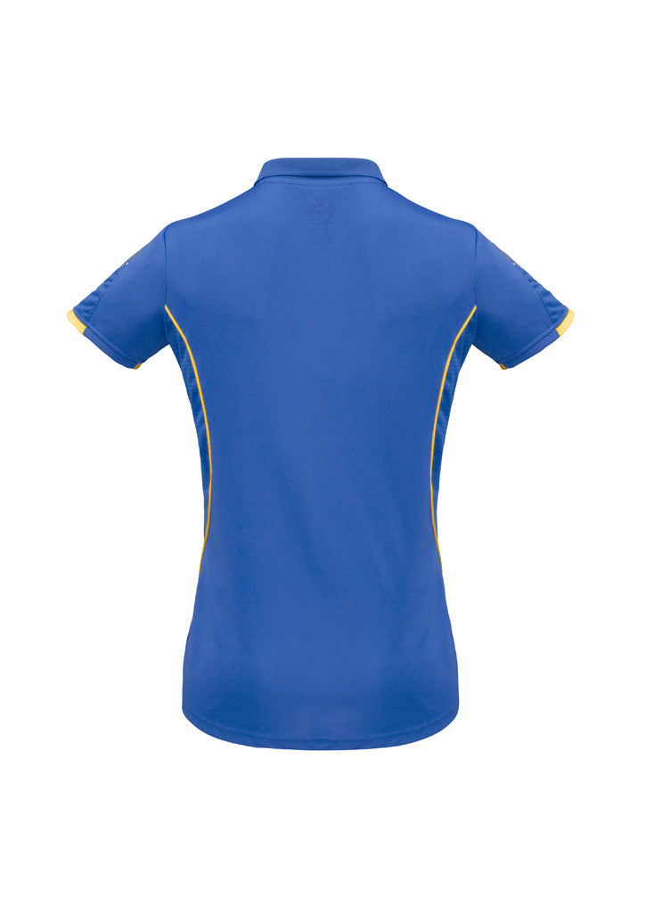 Biz Collection P405LS Razor Womens Short Sleeve Polo in Royal/Gold - back view