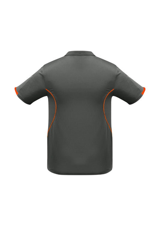 Biz Collection P405MS Razor Mens Short Sleeve Polo in Grey/Fluoro Orange - back view