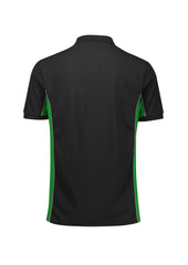 Biz Collection P413US Grid Unisex Short Sleeve Polo in Black/Green - back view