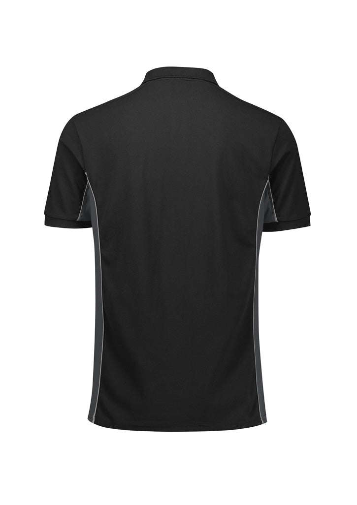 Biz Collection P413US Grid Unisex Short Sleeve Polo in Black/Grey - back view