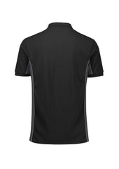 Biz Collection P413US Grid Unisex Short Sleeve Polo in Black/Grey - back view