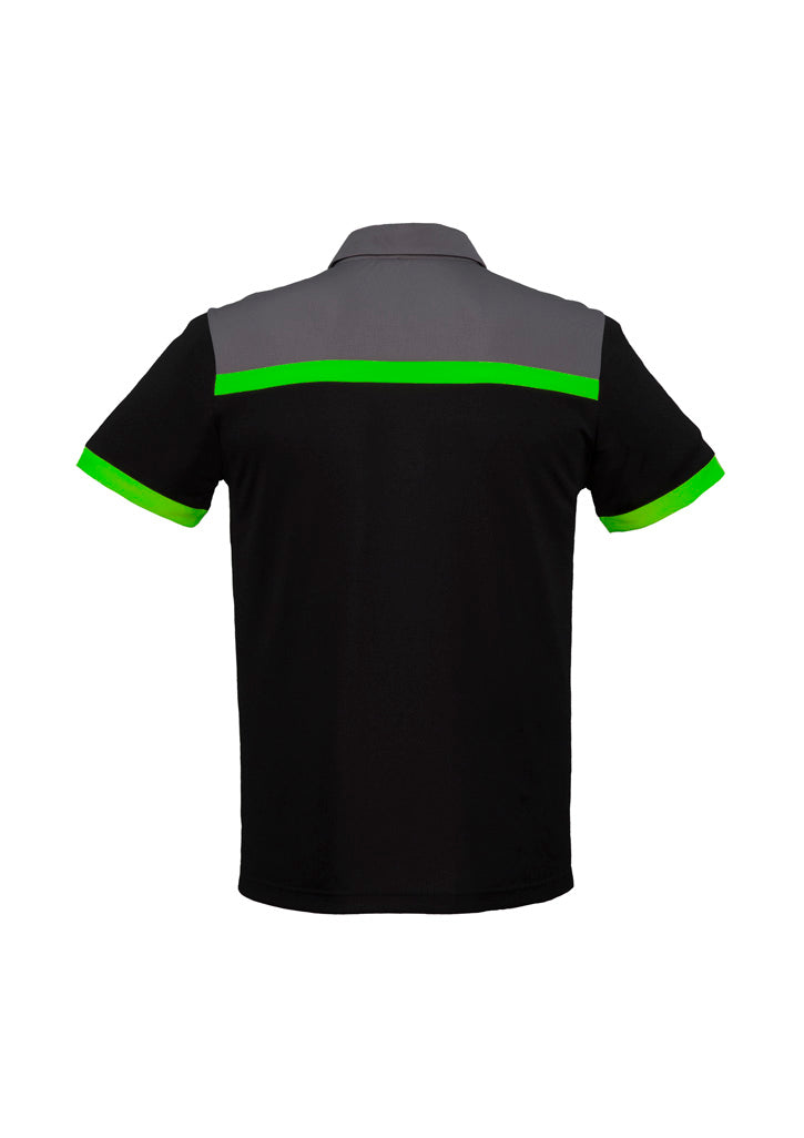 Biz Collection P500MS Charger Mens Short Sleeve Polo in Black/Green/Grey - back view