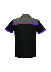 Biz Collection P500MS Charger Mens Short Sleeve Polo in Black/Purple/Grey - back view