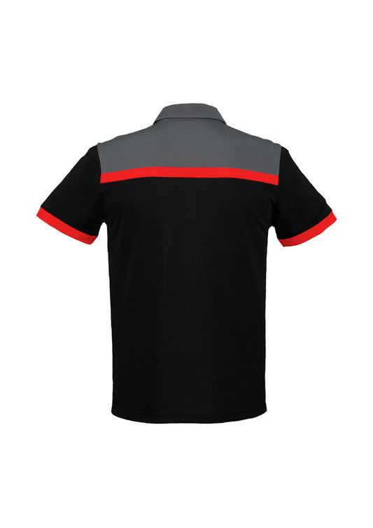 Biz Collection P500MS Charger Mens Short Sleeve Polo in Black/Red/Grey - back view