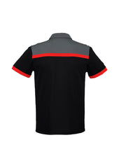 Biz Collection P500MS Charger Mens Short Sleeve Polo in Black/Red/Grey - back view