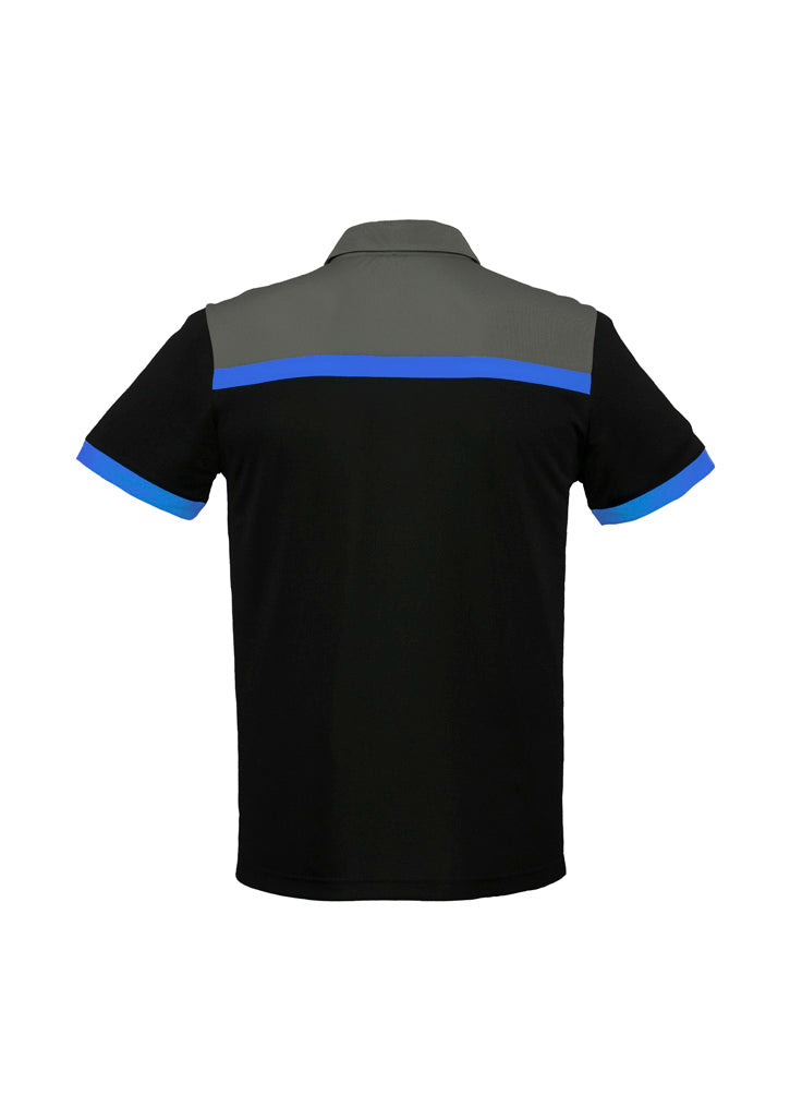 Biz Collection P500MS Charger Mens Short Sleeve Polo in Black/Royal/Grey - back view