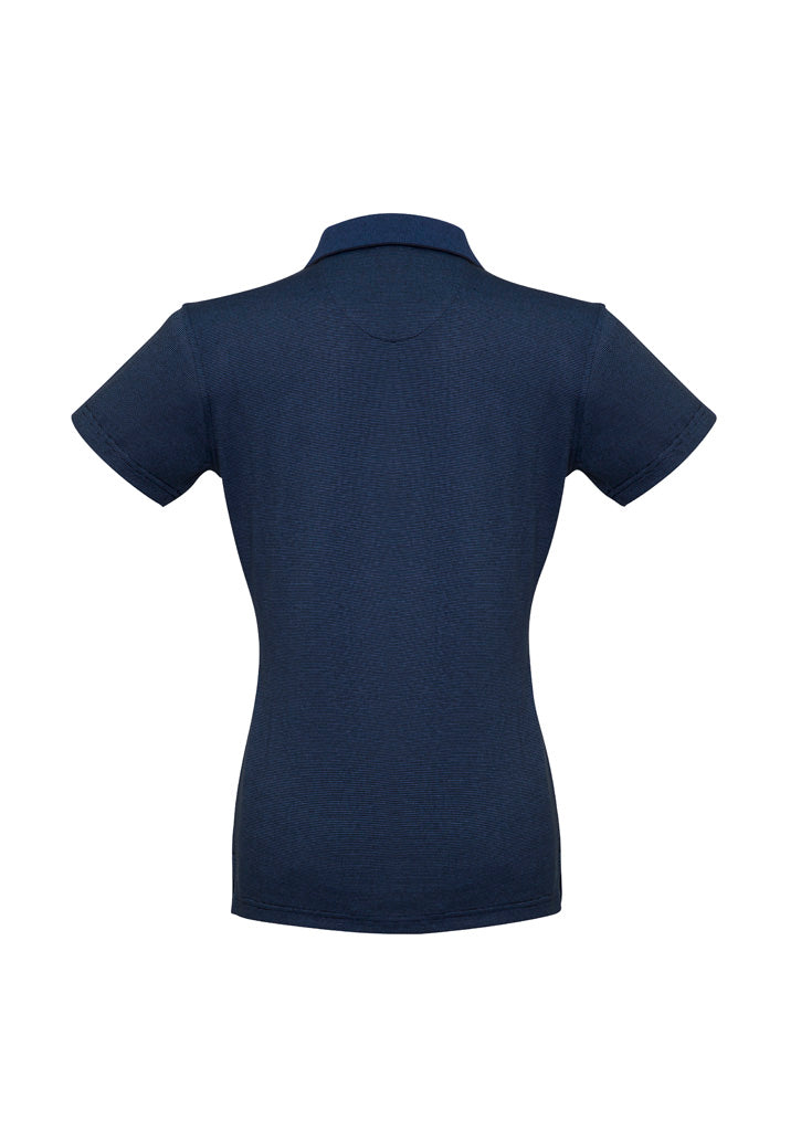Biz Collection P501LS Shadow Womens Short Sleeve Polo in Carbon Blue - back view