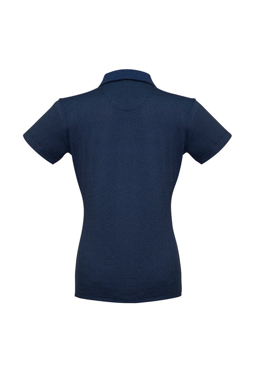 Biz Collection P501LS Shadow Womens Short Sleeve Polo in Carbon Blue - back view