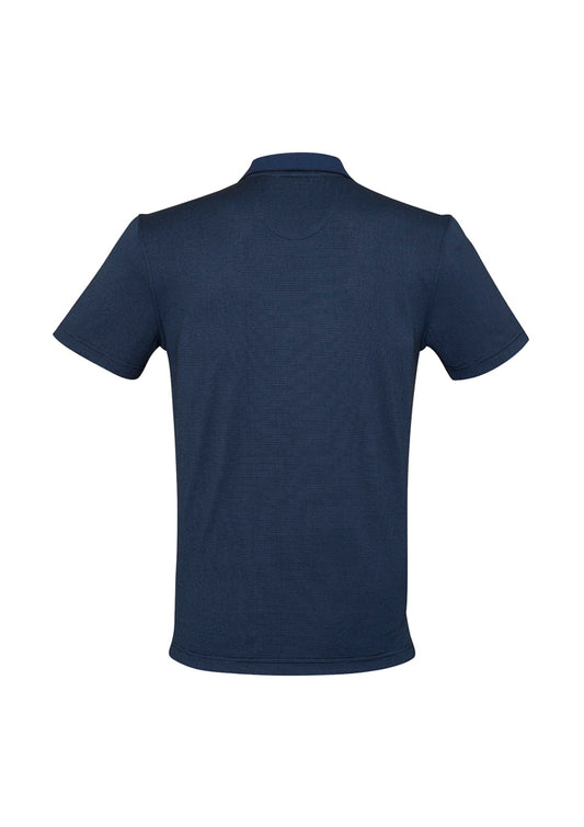 Biz Collection P501MS Shadow Mens Short Sleeve Polo in Carbon Blue - back view