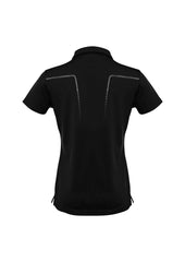 Biz Collection P604LS Cyber Womens Short Sleeve Polo in Black/Silver - back view