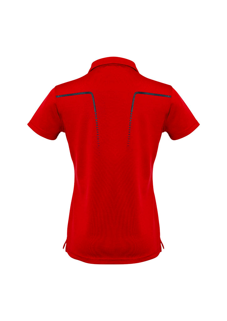 Biz Collection P604LS Cyber Womens Short Sleeve Polo in Red/Silver - back view