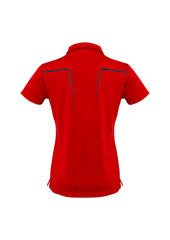 Biz Collection P604LS Cyber Womens Short Sleeve Polo in Red/Silver - back view