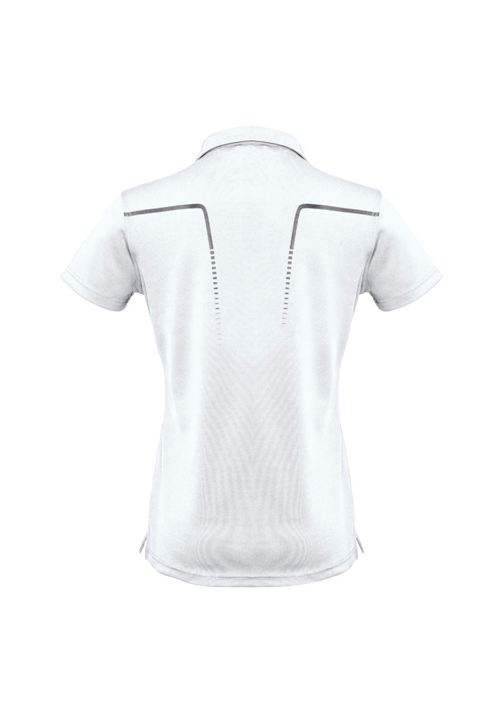 Biz Collection P604LS Cyber Womens Short Sleeve Polo in White/Silver - back view