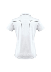 Biz Collection P604LS Cyber Womens Short Sleeve Polo in White/Silver - back view