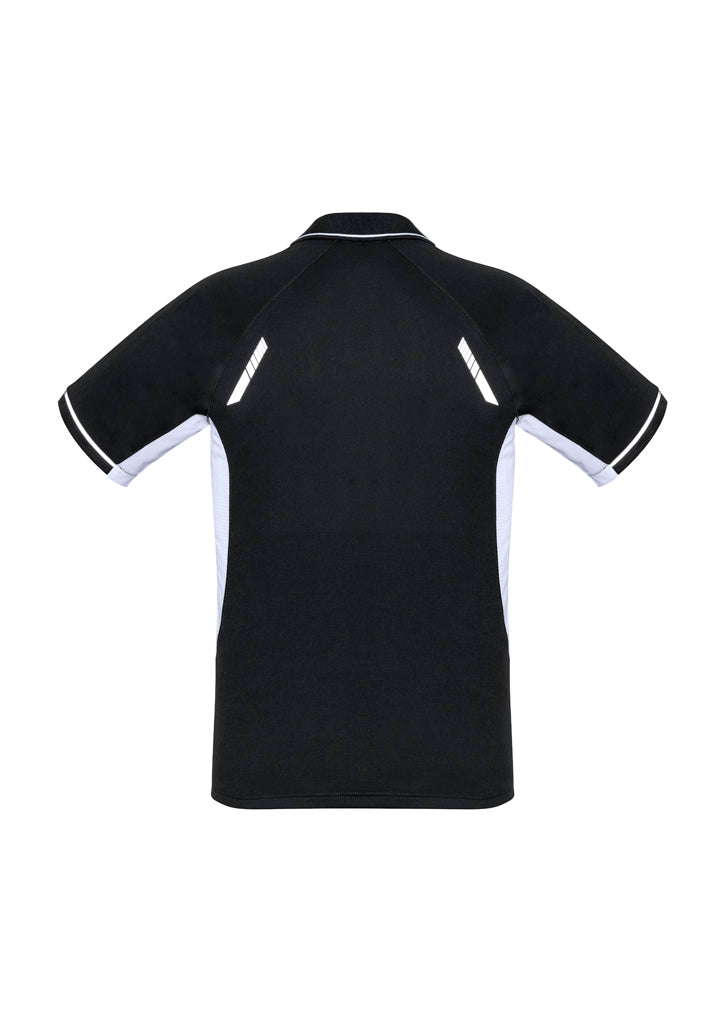 Biz Collection P700KS Renegade Kids Short Sleeve Polo in Black/White/Silver - back view