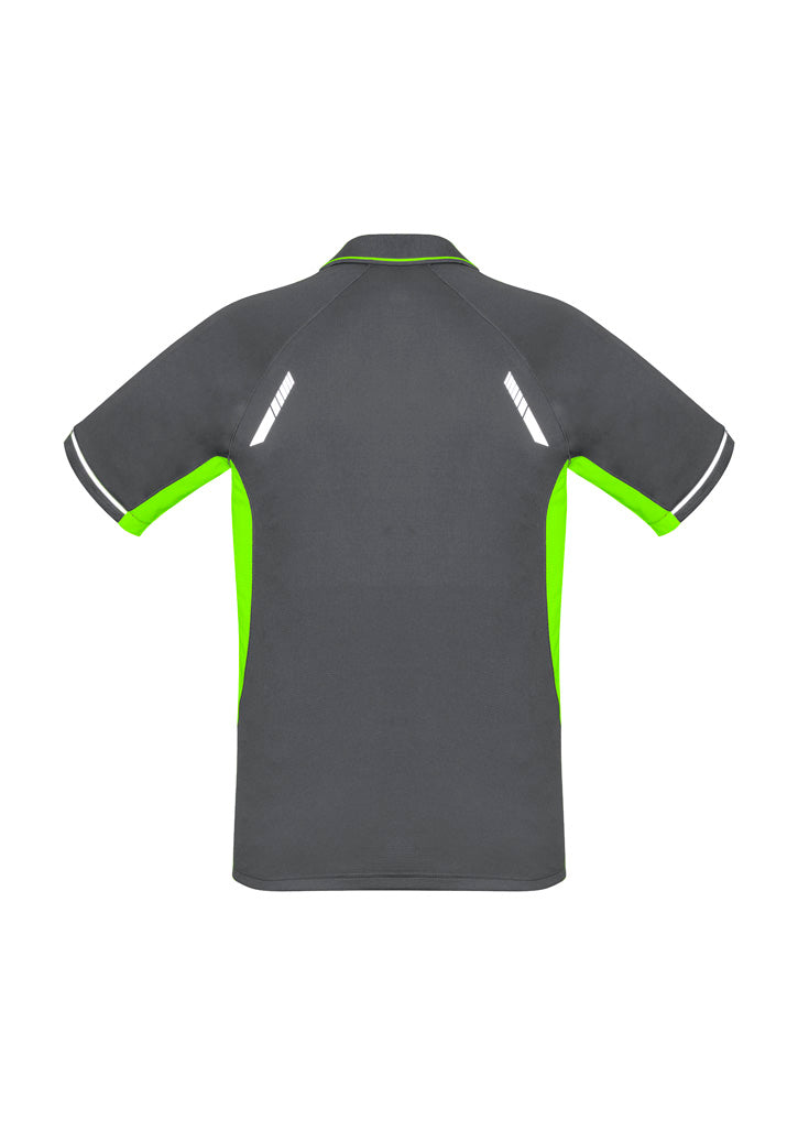 Biz Collection P700KS Renegade Kids Short Sleeve Polo in Grey/Fluoro Lime/Silver - back view