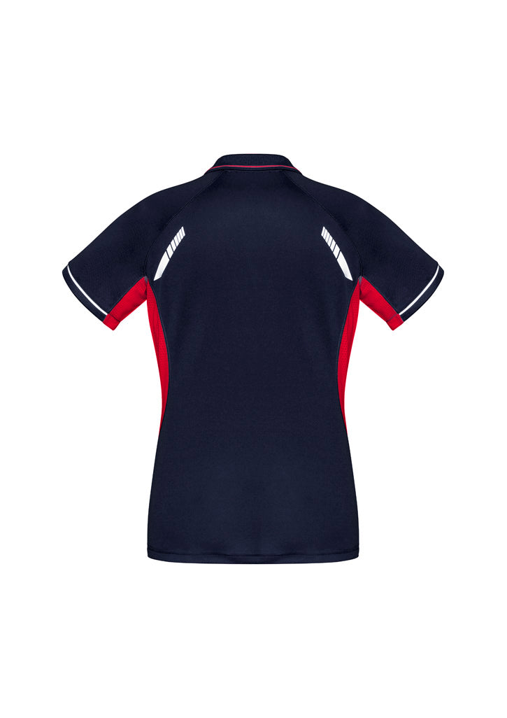 Biz Collection P700LS Renegade Womens Short Sleeve Polo in Navy/Red/Silver - back view