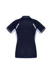 Biz Collection P700LS Renegade Womens Short Sleeve Polo in Navy/White/Silver - back view