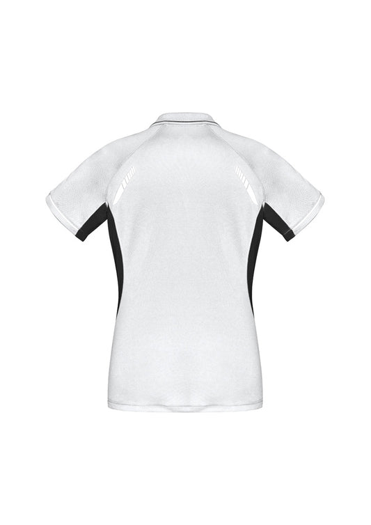 Biz Collection P700LS Renegade Womens Short Sleeve Polo in White/Black/Silver - back view