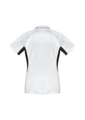 Biz Collection P700LS Renegade Womens Short Sleeve Polo in White/Black/Silver - back view