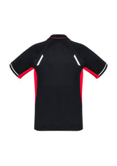 Biz Collection P700MS Renegade Mens Short Sleeve Polo in Black/Red/Silver - back view