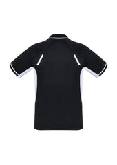 Biz Collection P700MS Renegade Mens Short Sleeve Polo in Black/White/Silver - back view