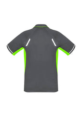 Biz Collection P700MS Renegade Mens Short Sleeve Polo in Grey/Fluoro Lime/Silver - back view