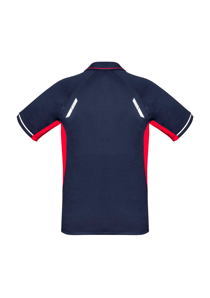 Biz Collection P700MS Renegade Mens Short Sleeve Polo in Navy/Red/Silver - back view