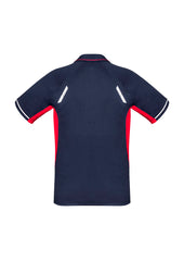 Biz Collection P700MS Renegade Mens Short Sleeve Polo in Navy/Red/Silver - back view