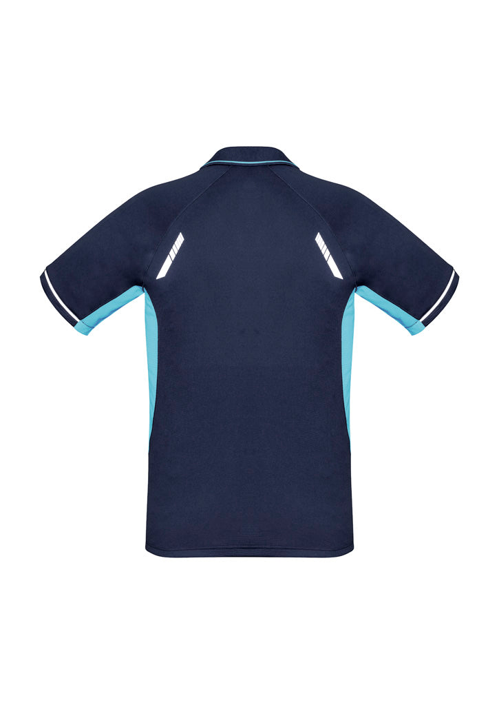 Biz Collection P700MS Renegade Mens Short Sleeve Polo in Navy/Sky/Silver - back view