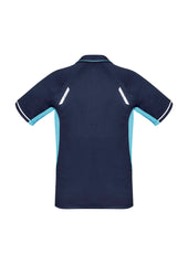 Biz Collection P700MS Renegade Mens Short Sleeve Polo in Navy/Sky/Silver - back view