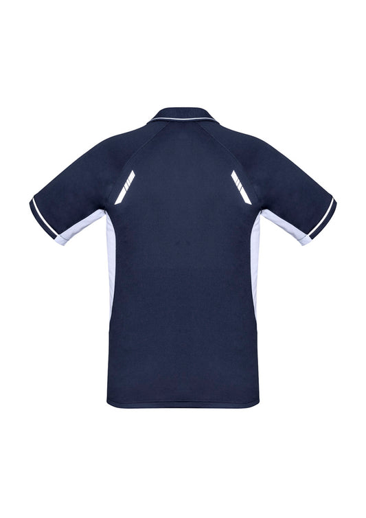 Biz Collection P700MS Renegade Mens Short Sleeve Polo in Navy/White/Silver - back view