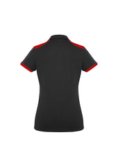 Biz Collection P705LS Rival Womens Short Sleeve Polo in Black/Red - back view