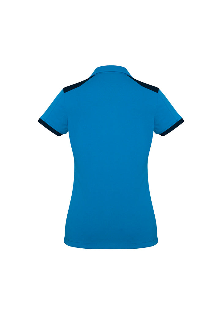 Biz Collection P705LS Rival Womens Short Sleeve Polo in Cyan/Navy - back view