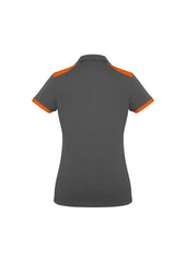 Biz Collection P705LS Rival Womens Short Sleeve Polo in Grey/Orange - back view
