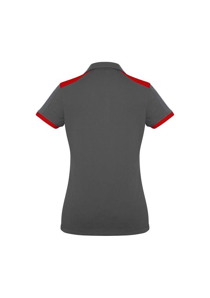 Biz Collection P705LS Rival Womens Short Sleeve Polo in Grey/Red - back view