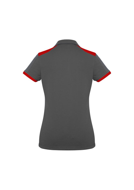 Biz Collection P705LS Rival Womens Short Sleeve Polo in Grey/Red - back view