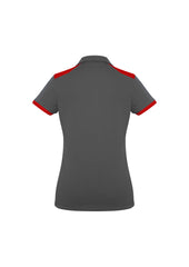 Biz Collection P705LS Rival Womens Short Sleeve Polo in Grey/Red - back view
