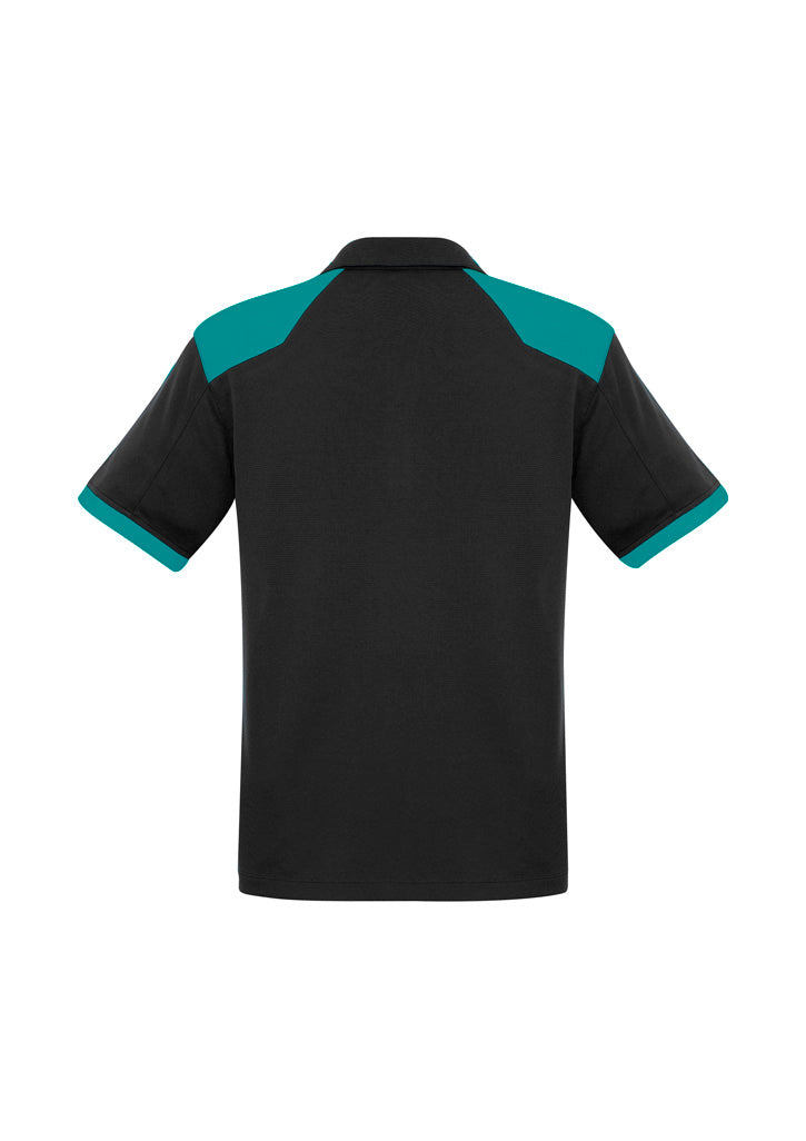 Biz Collection P705MS Rival Mens Short Sleeve Polo in Black/Teal - back view