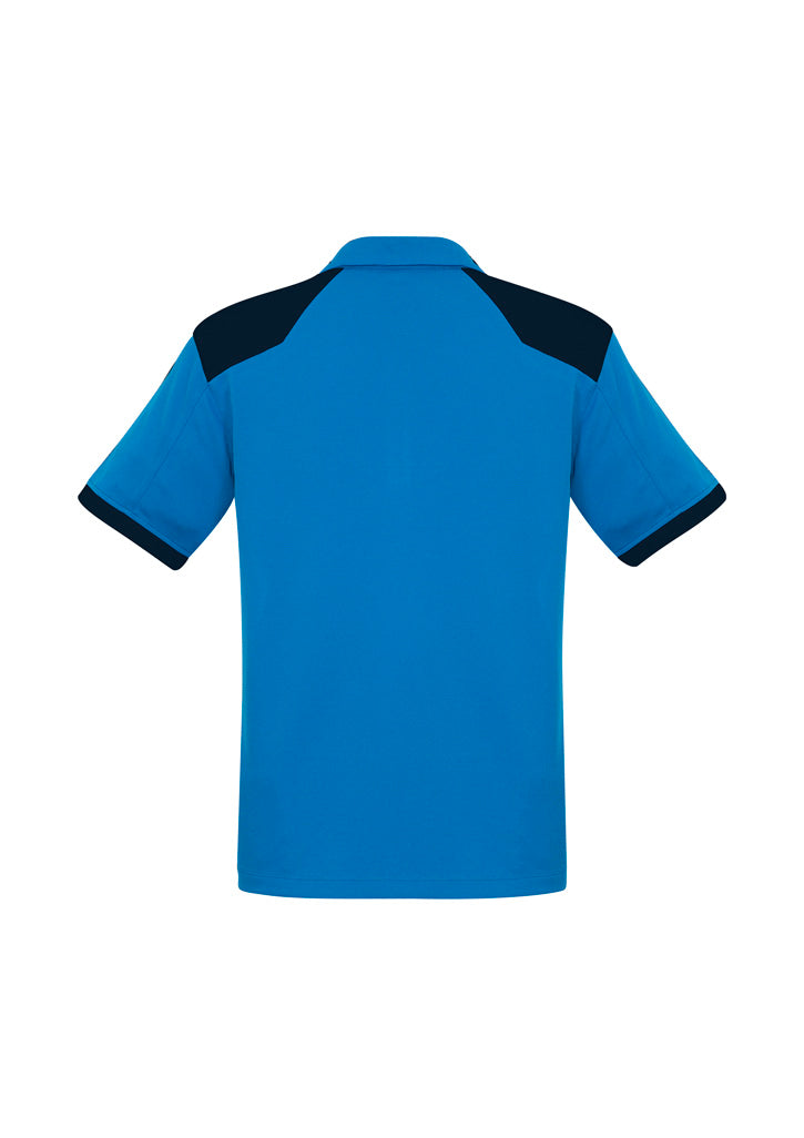 Biz Collection P705MS Rival Mens Short Sleeve Polo in Cyan/Navy - back view