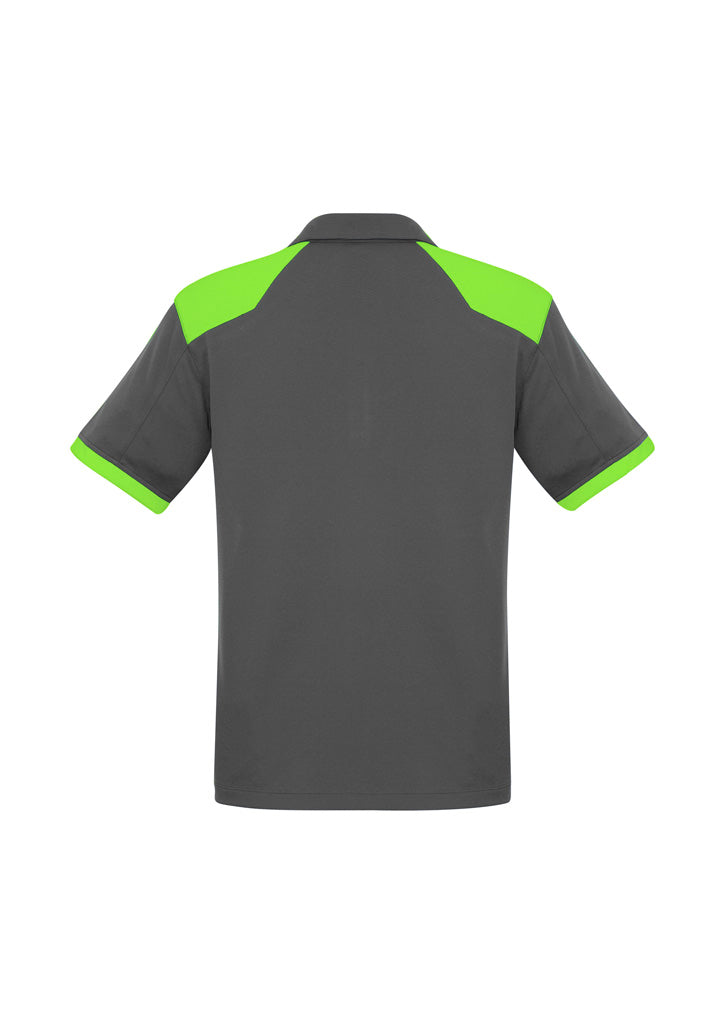 Biz Collection P705MS Rival Mens Short Sleeve Polo in Grey/Fluoro Lime - back view