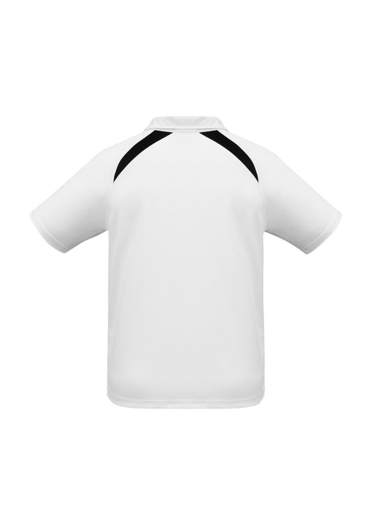 Biz Collection P7700B Splice Kids Short Sleeve Polo in White/Navy - back view